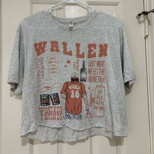 Morgan Wallen Cropped Vols Heather Gray Tee with Rust Orange Graphic